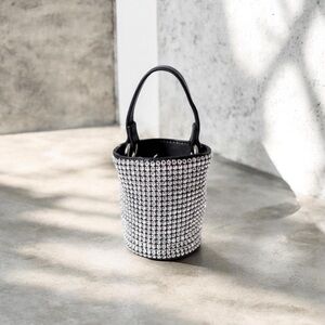 Elegant Silver Crystal Cylinder Bag